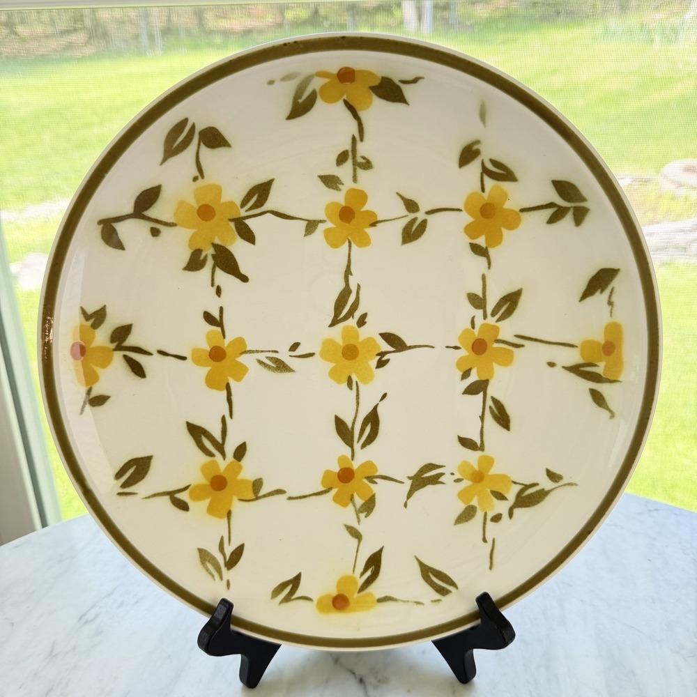 Vintage 1970s Ceramic Guild Esperanto Trala Japan Round Platter Yellow Floral
